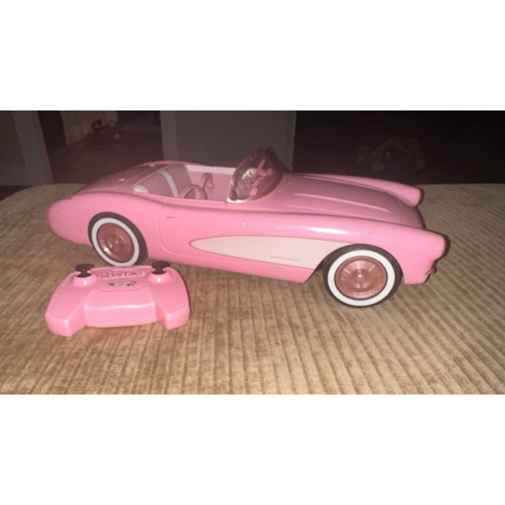 Hot Wheels Corvette Barbie RC Pink Convertible Car with Remote Control EUC